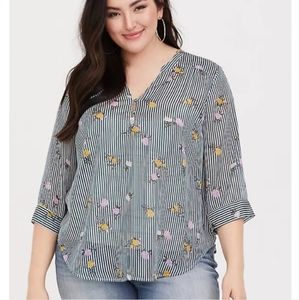 Torrid Harper Floral Stripe Long Sleeve Size 2 Size 2X